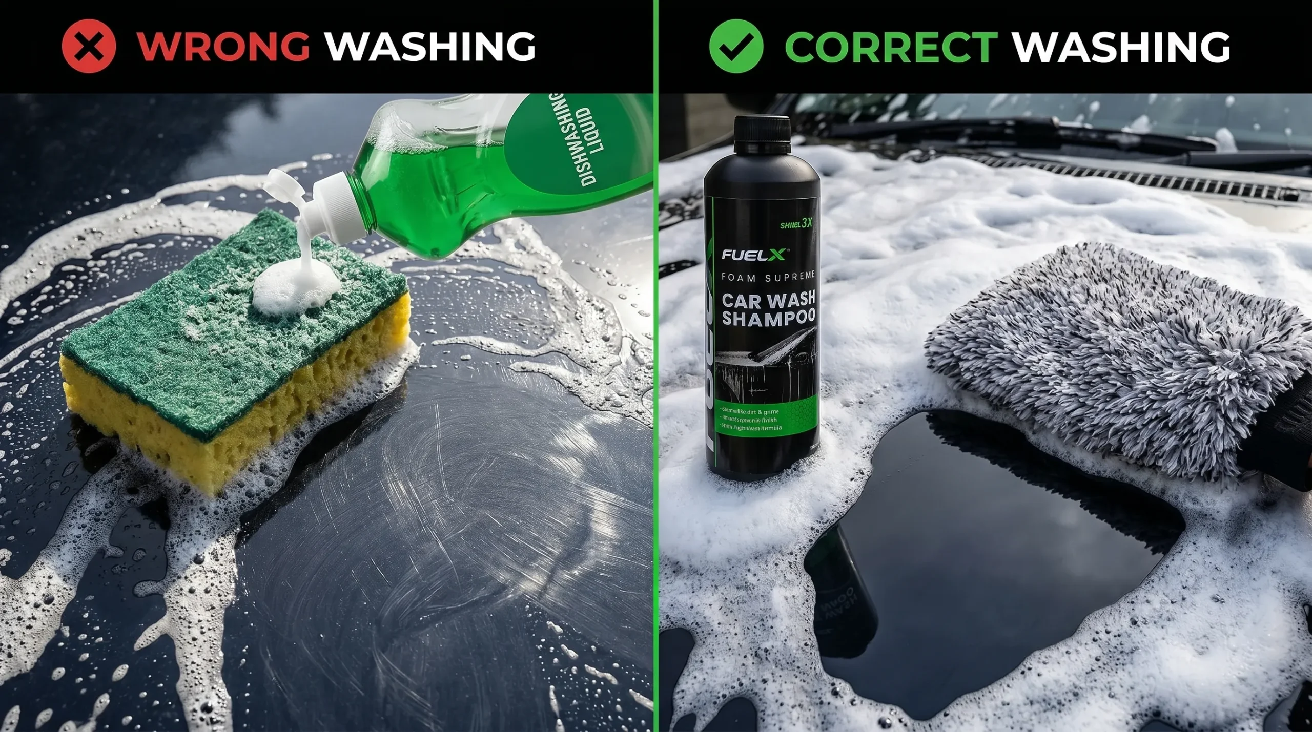 How to Protect Your Car Paint from Dust and Sunlight in Pakistan (Complete Guide 2026) Wrong vs Correct Car scaled