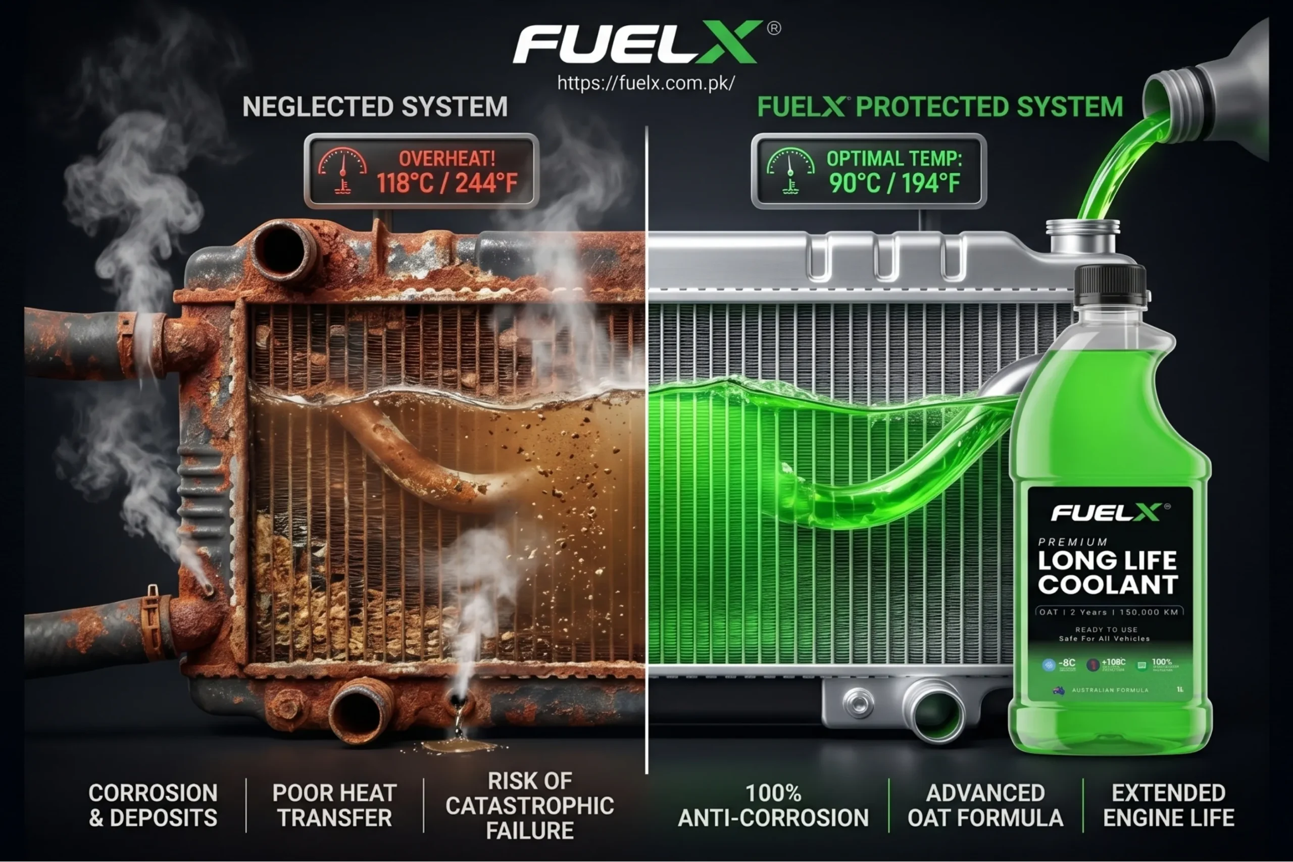 Best Coolant for Cars in Pakistan (Complete Guide 2026) Difference between proper coolant and water in radiator
