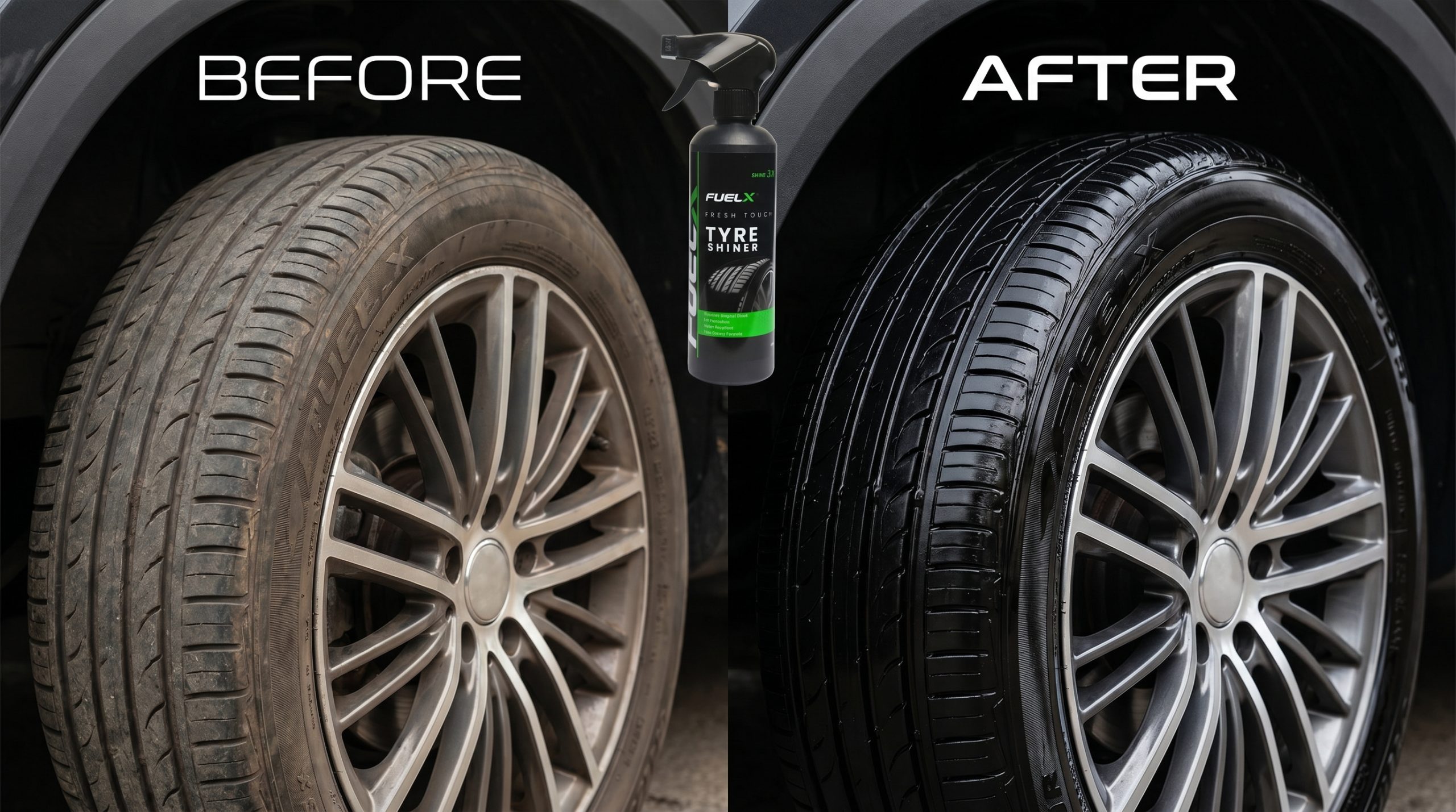 How to Wash Your Car Properly at Home (Complete Beginner Guide) Tyre Shiner Before After scaled