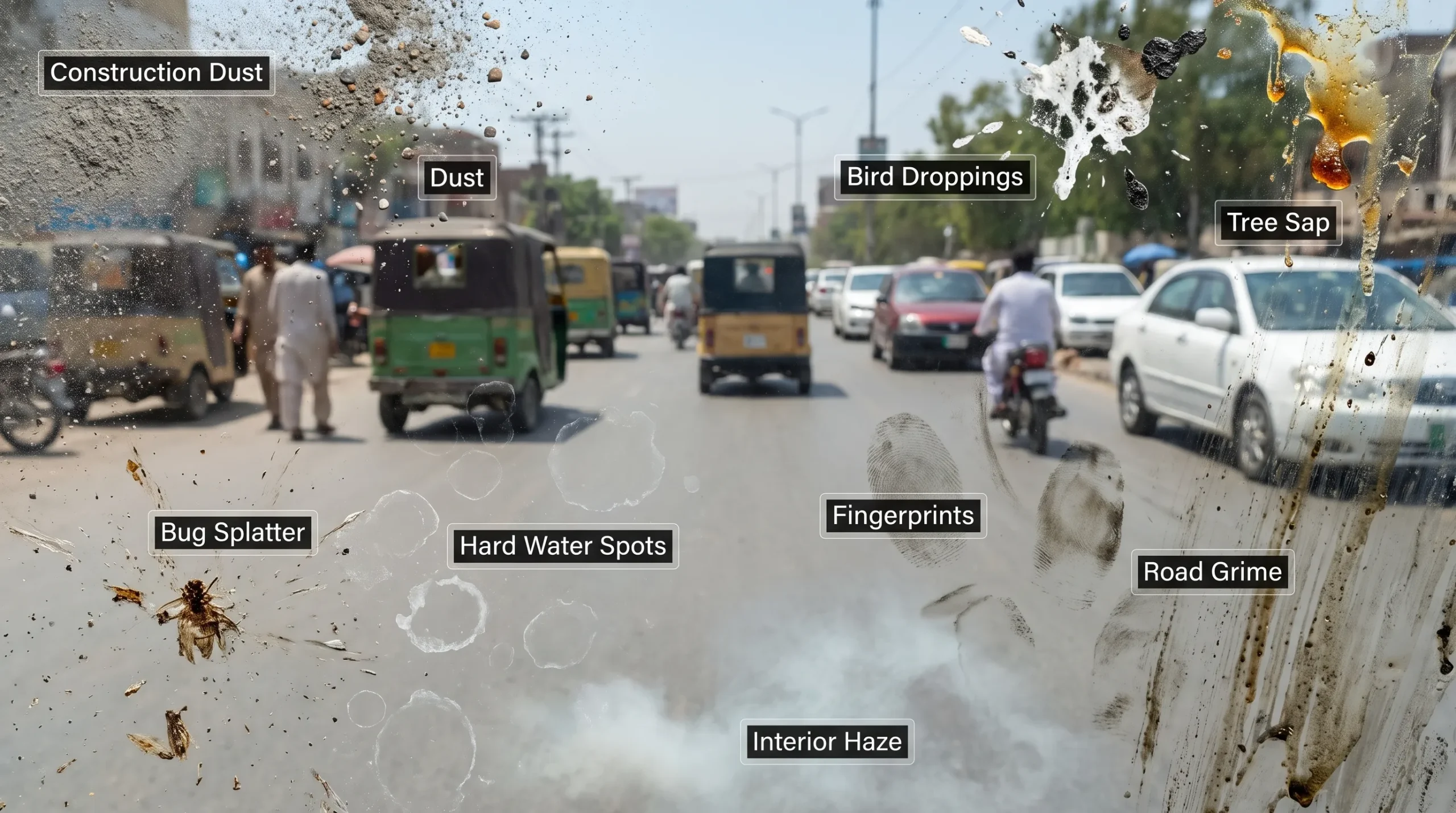 Best Glass Cleaner for Cars in Pakistan: How to Choose the Right One for Crystal-Clear Visibility Common Causes of Dirty Car Windows in Pakistan scaled