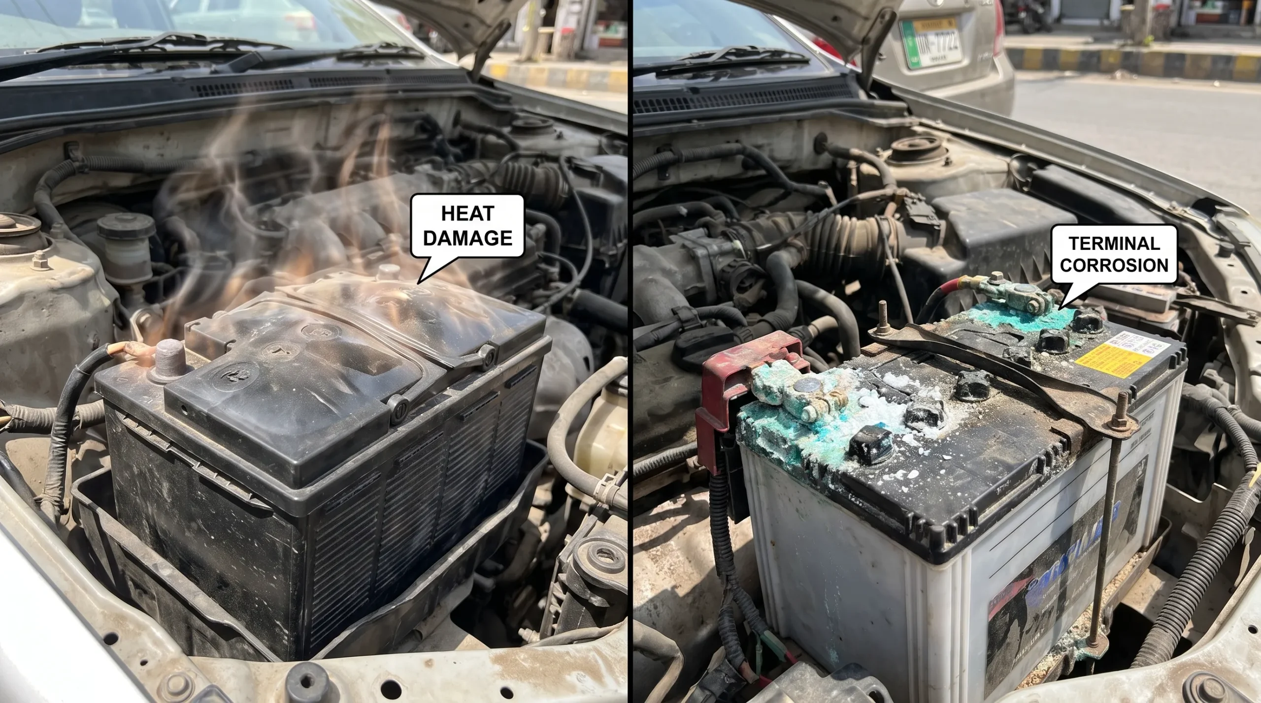 7 Signs Your Car Battery Is About to Fail Sign 6 – Corrosion Around the Battery Terminals scaled