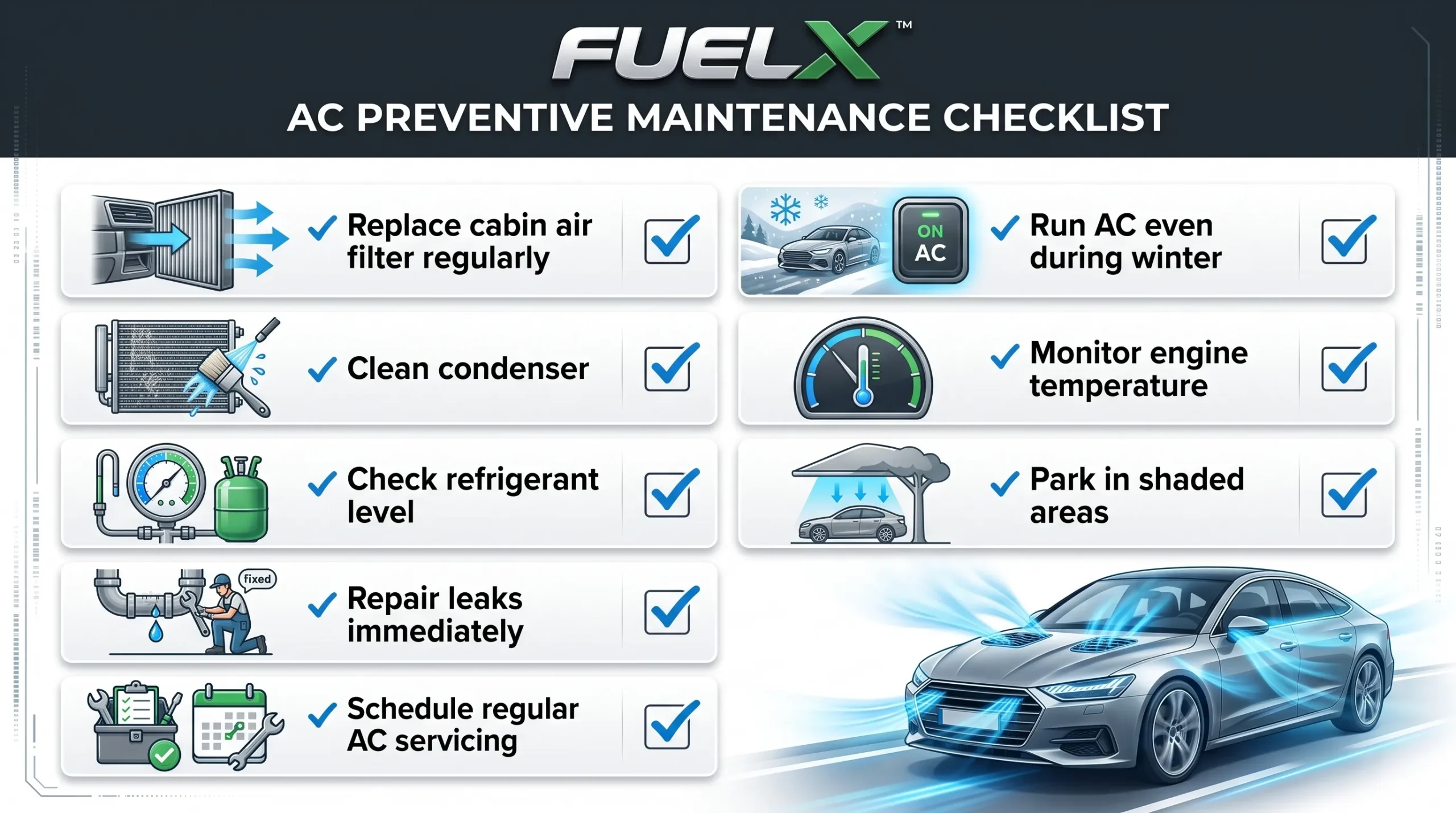 Car AC maintenance checklist to prevent warm air problems