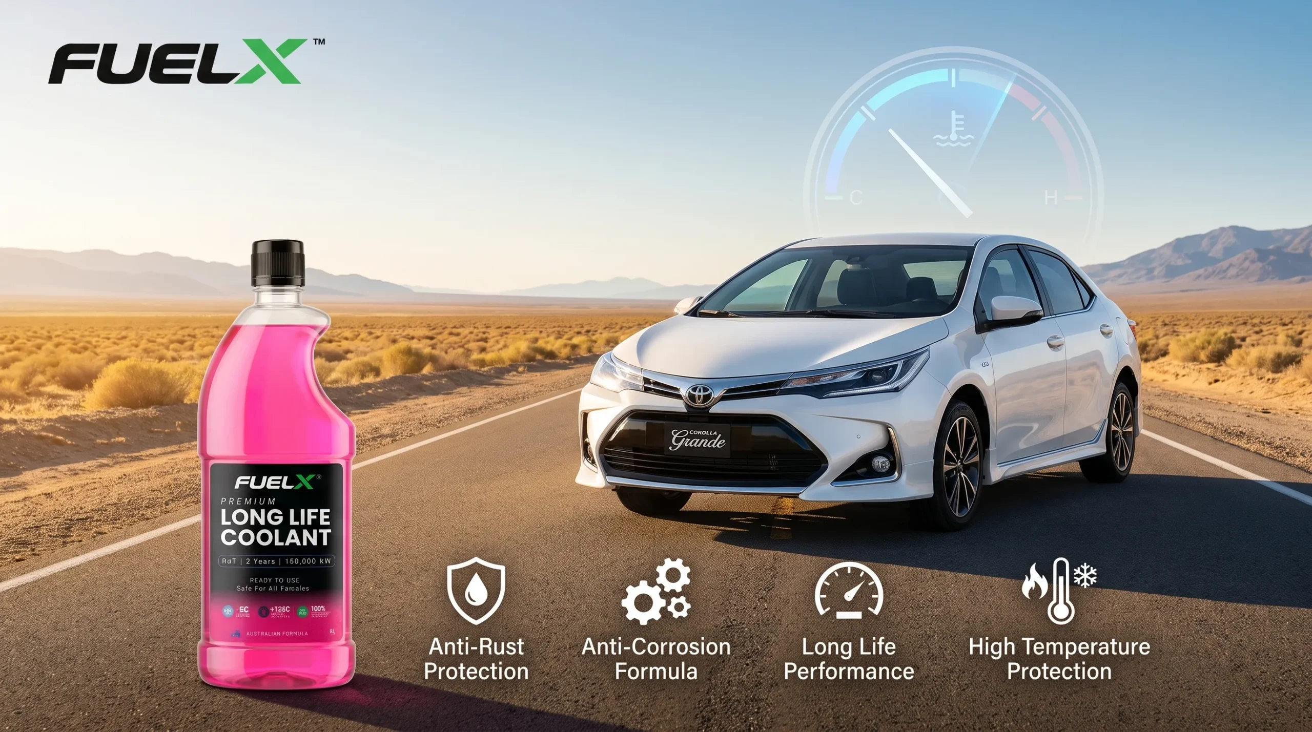 Best Coolant for Toyota Corolla in Pakistan (Complete Buying Guide 2026) Why FuelX Long Life Coolant Is a Smart Choice for Toyota Corolla Owners scaled