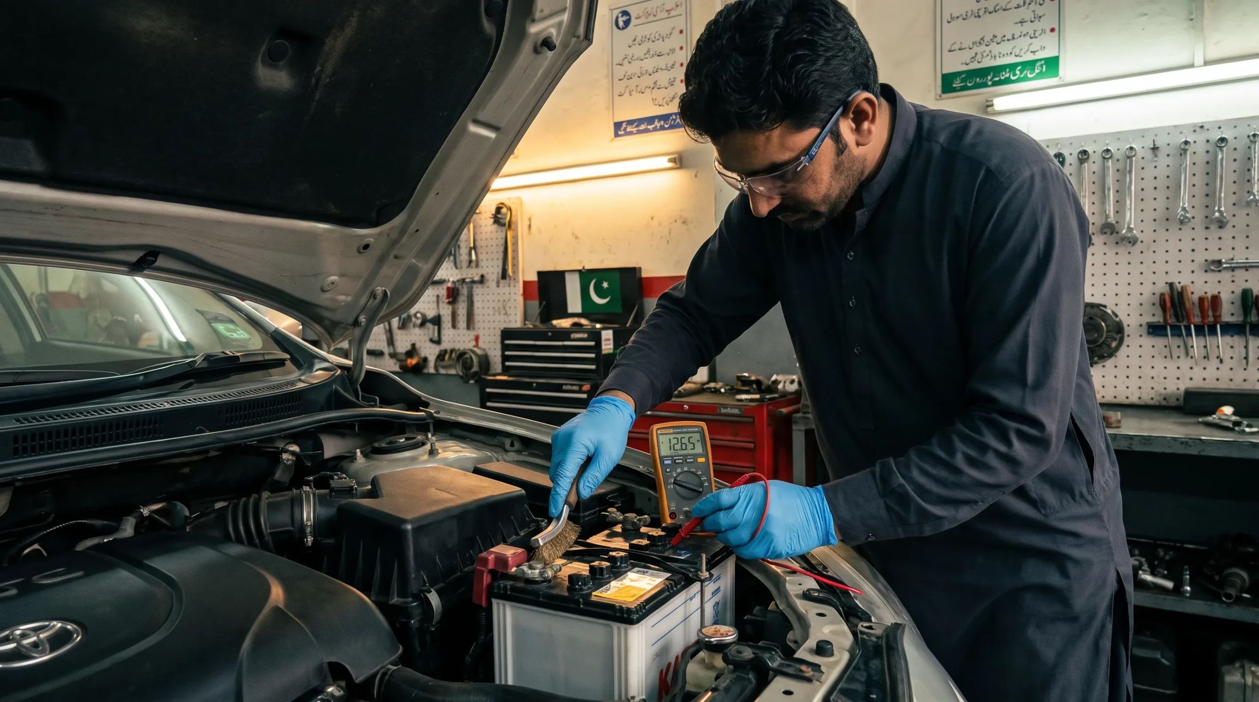 Car Battery Maintenance Tips for Pakistani Weather cleaning car battery terminals scaled