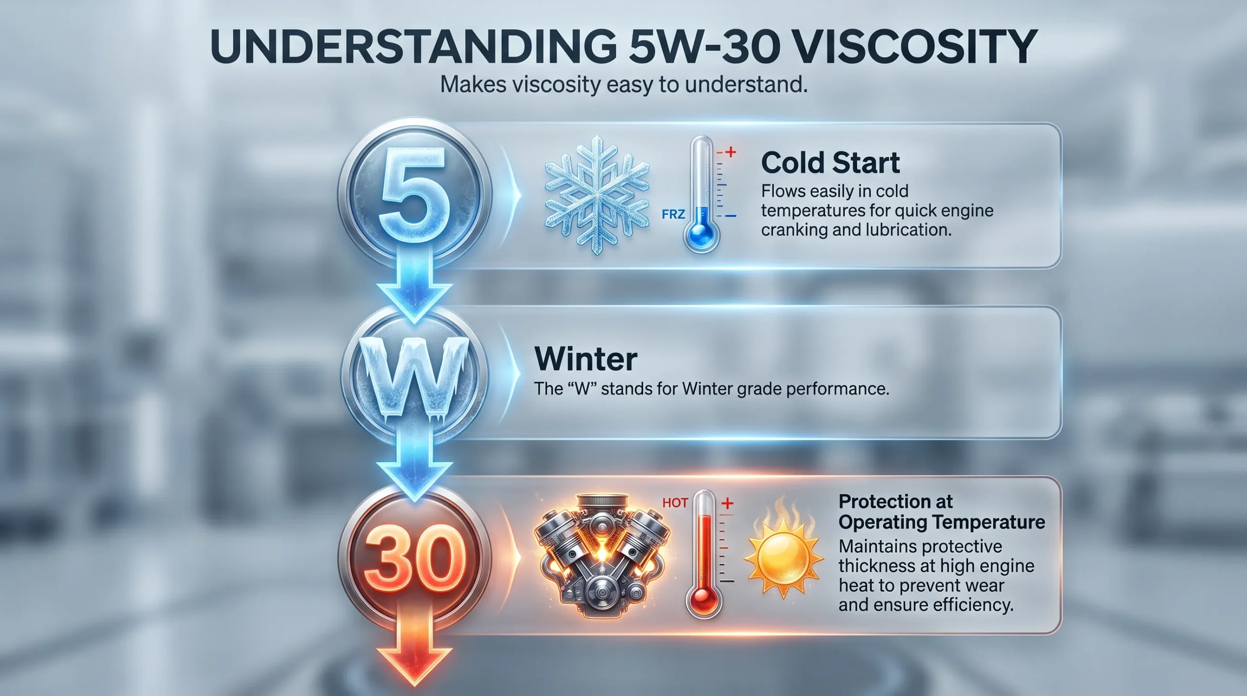 How to Choose the Right Engine Oil for Your Car in Pakistan (Complete 2026 Guide) Infographic explaining 5W-30 engine oil viscosity rating
