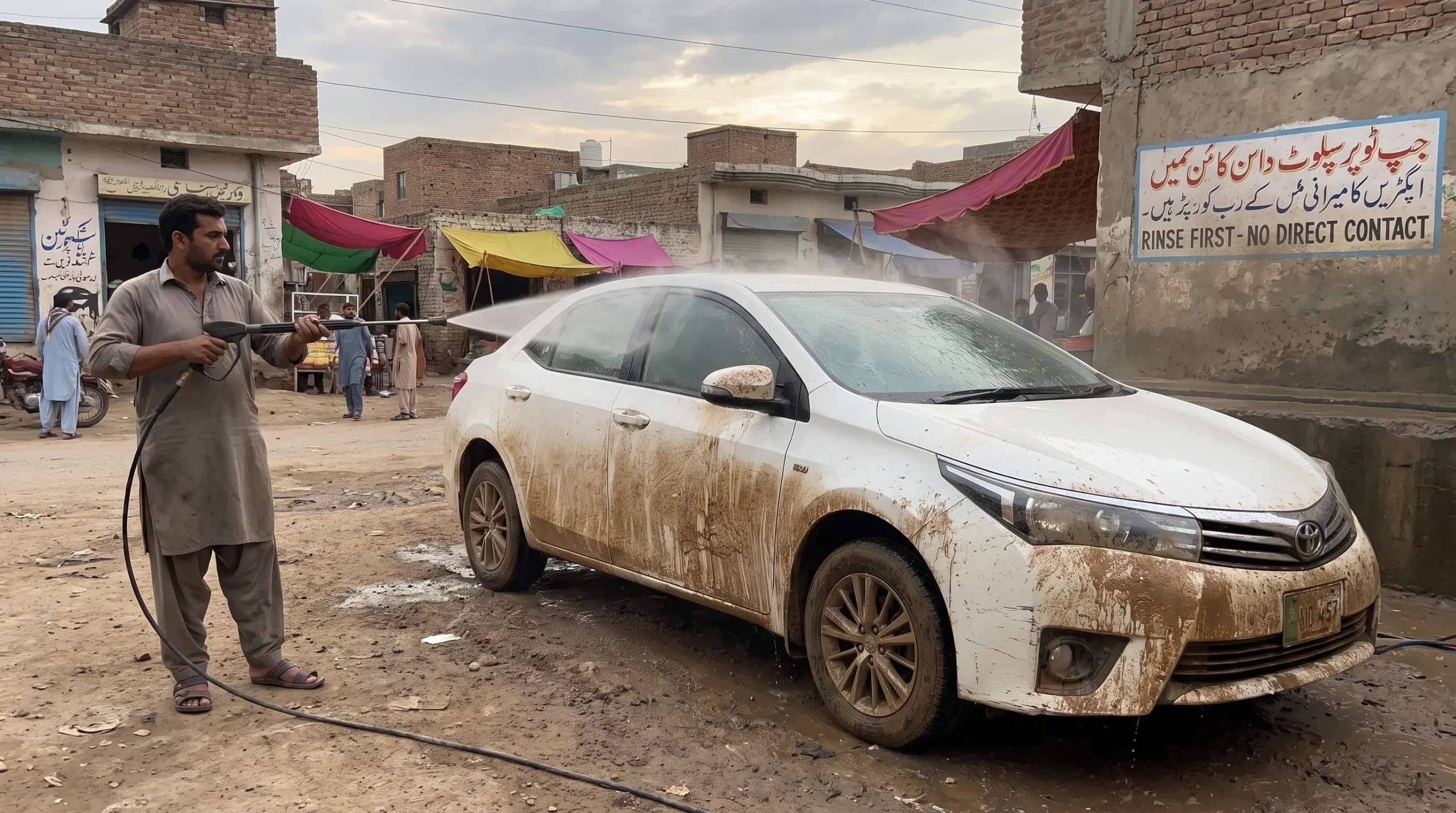 How to Remove Mud and Rainwater Stains From Your Car Rinsing mud from a car before washing to prevent paint scratches