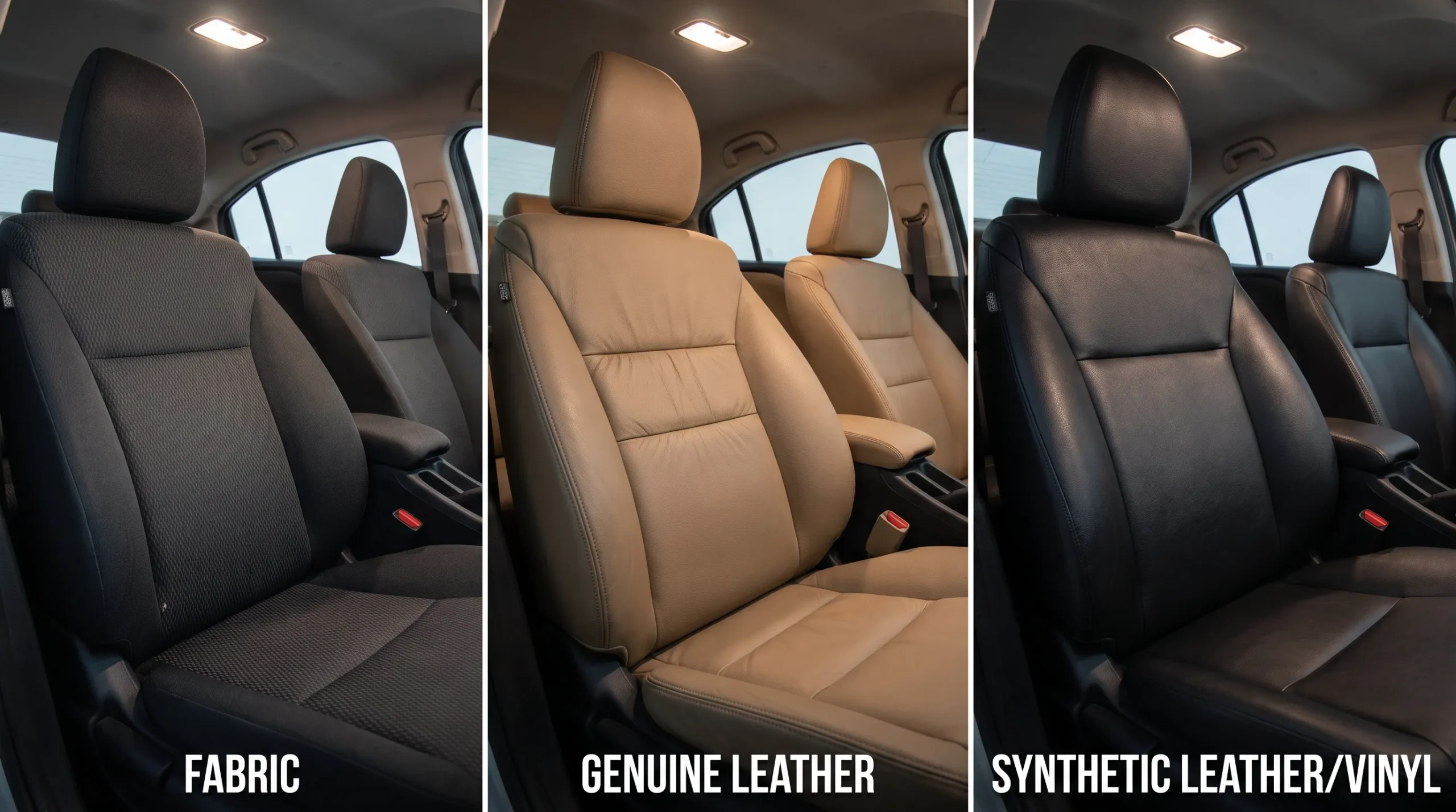 How to Clean Car Seats at Home Without Damaging Them Fabric, leather and synthetic leather car seat materials