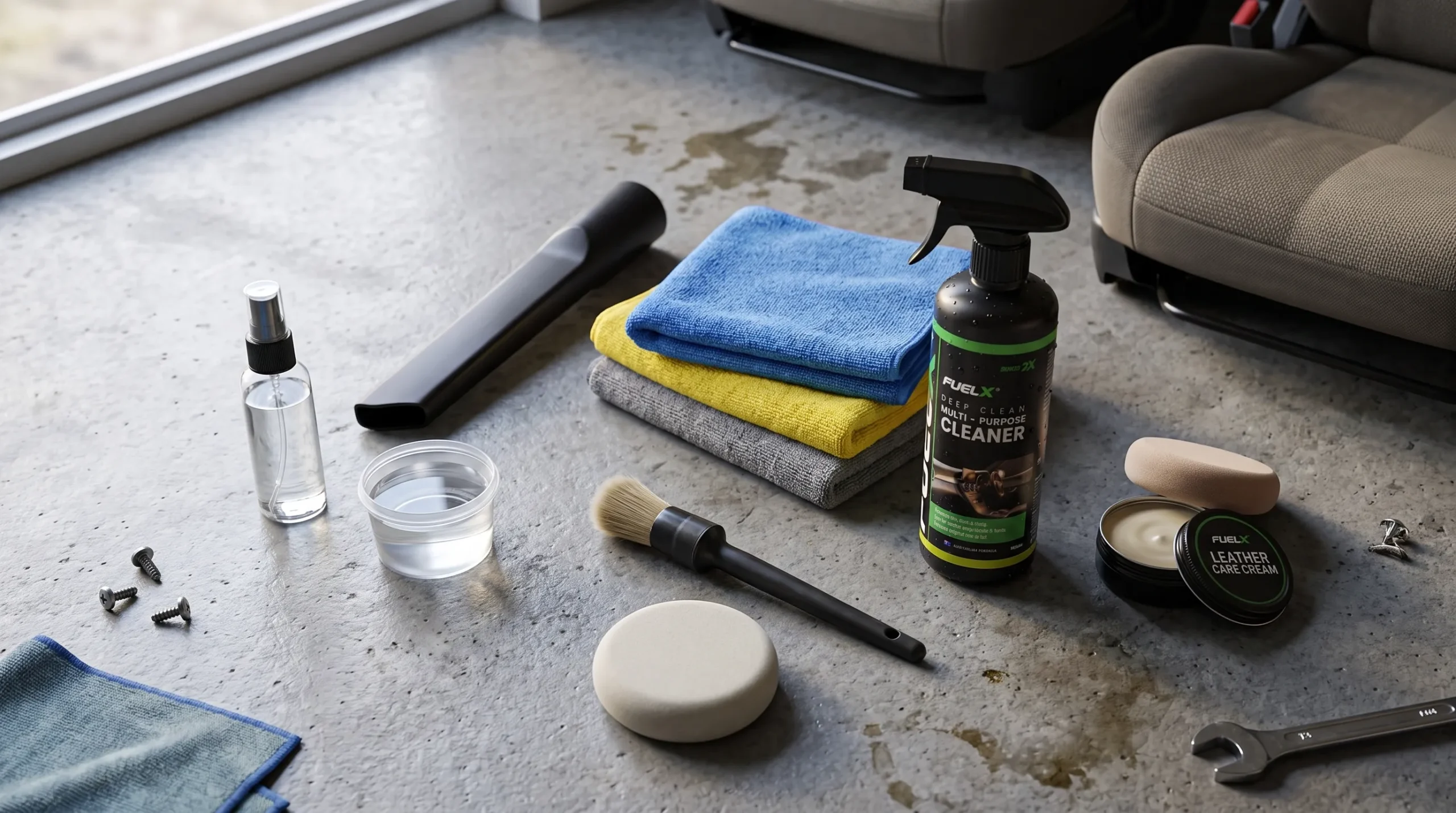 How to Clean Car Seats at Home Without Damaging Them Tools and products needed to clean car seats at home