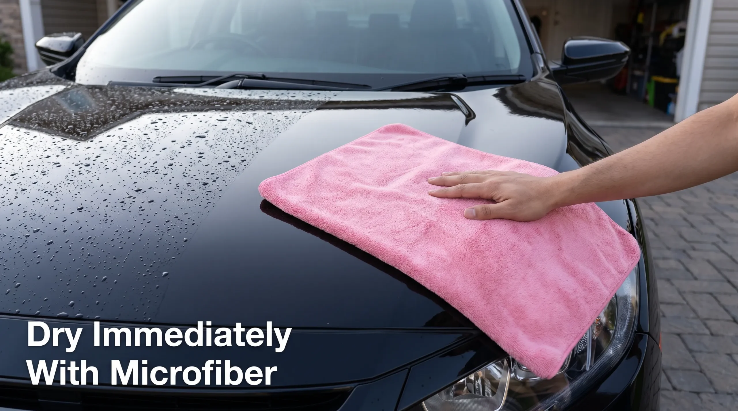 How to Make Your Car Shine After a Rainy-Day Wash Drying a freshly washed car with a microfiber towel