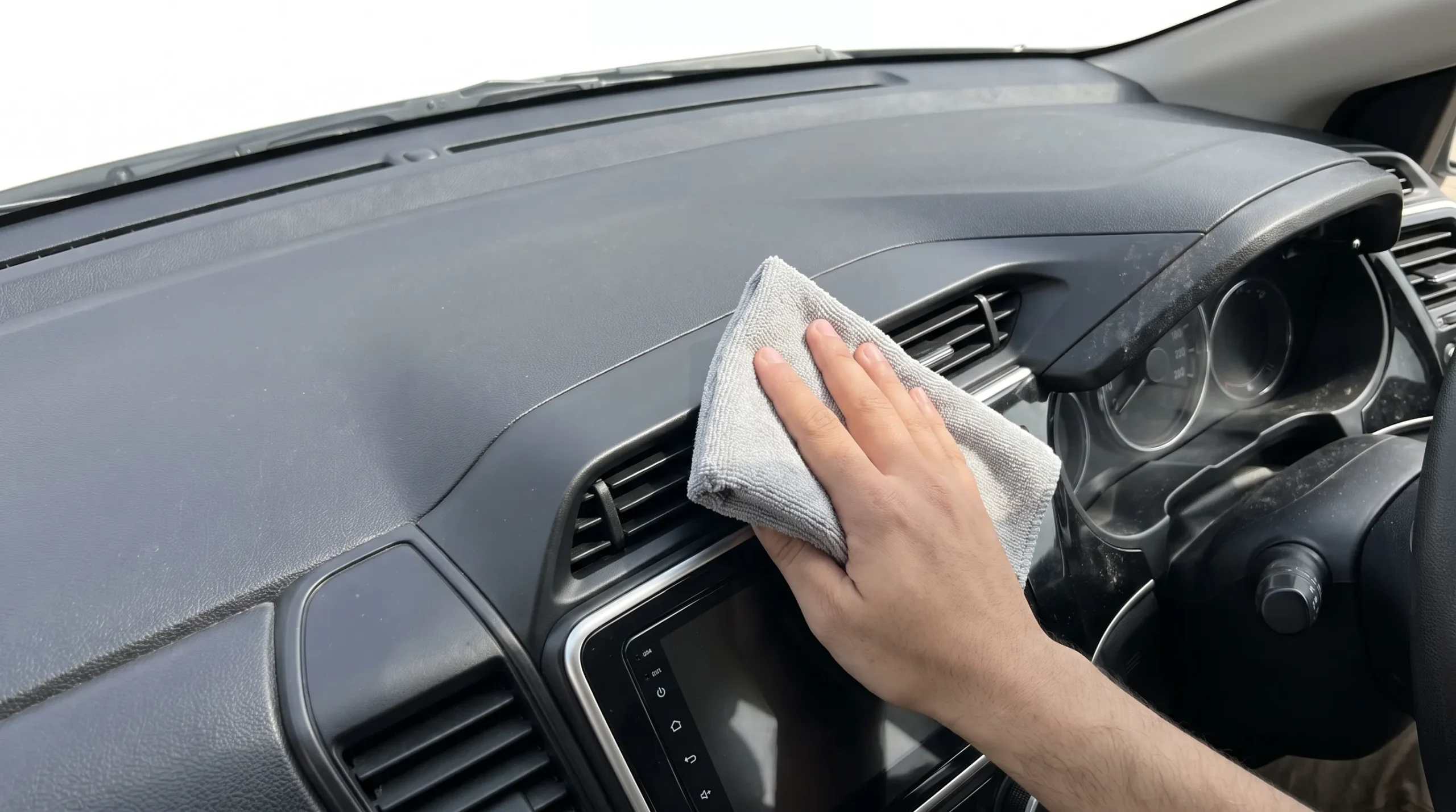 How to clean a car dashboard safely with a microfiber towel