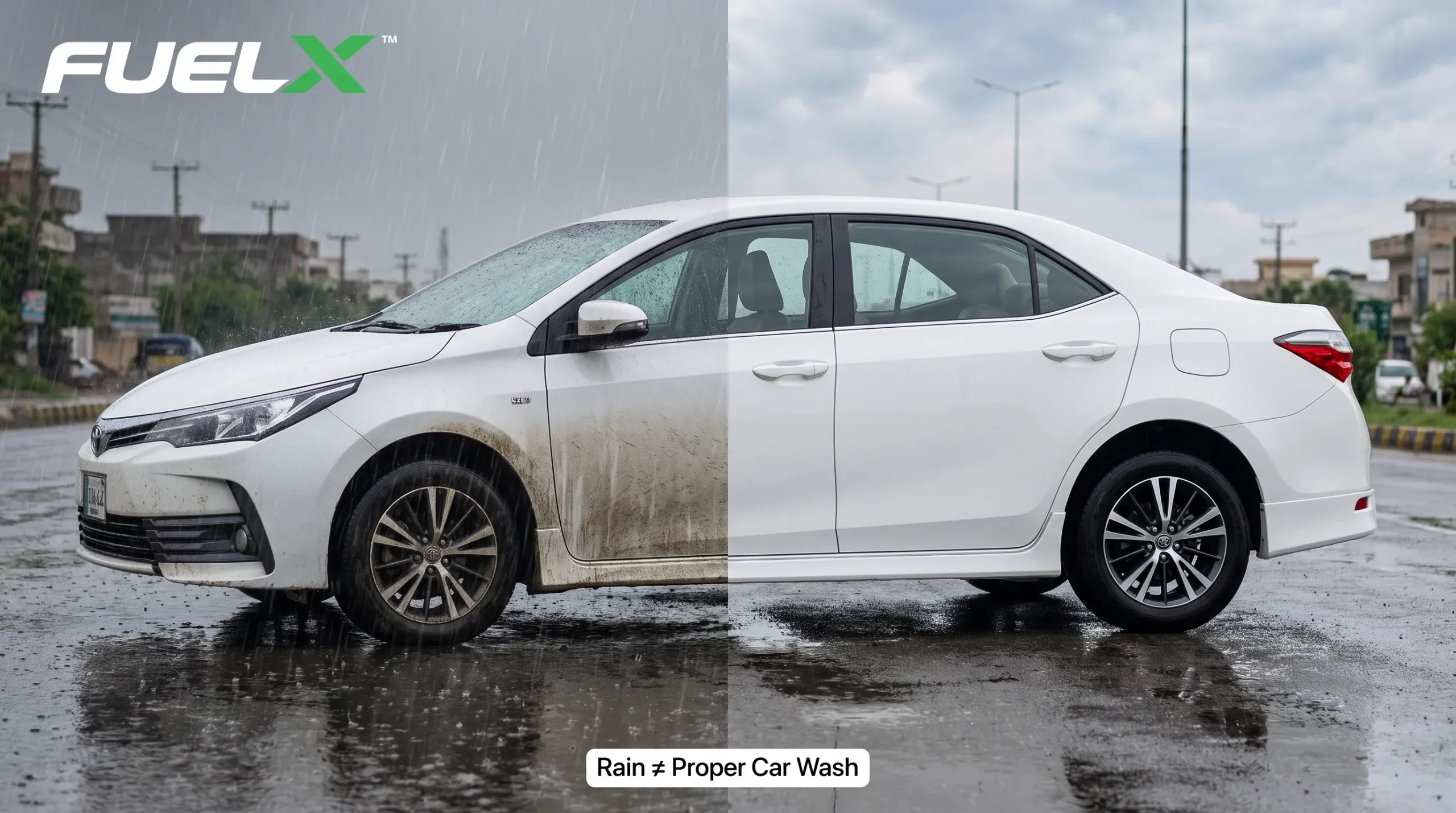 How to Make Your Car Shine After a Rainy-Day Wash Rainwater leaving road grime on a car